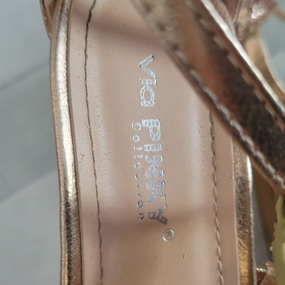 Rose Gold Glitter T-Strap Platform Heels Via Pinky Collection Size 7 - Picture 6 of 7
